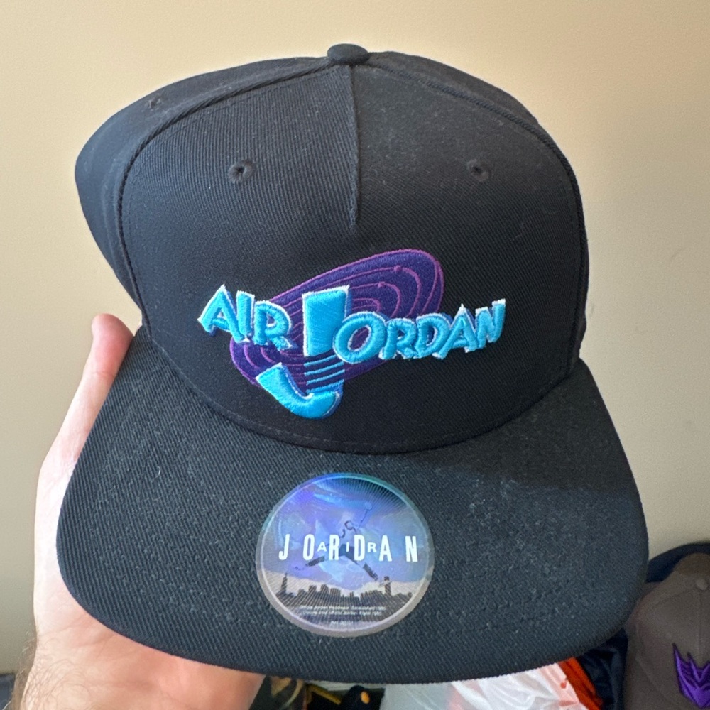 Air Jordan Black Cap with Blue and Purple Space Jam Logo